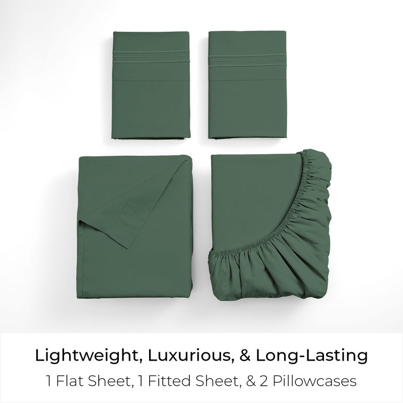 Mellanni Full Sheets Set - 4 PC Iconic Collection Bedding - Hotel Luxury, Extra Soft, Cooling Bed Sheets - Wrinkle, Fade, Stain Resistant (Full, Emerald Green) - Image 3